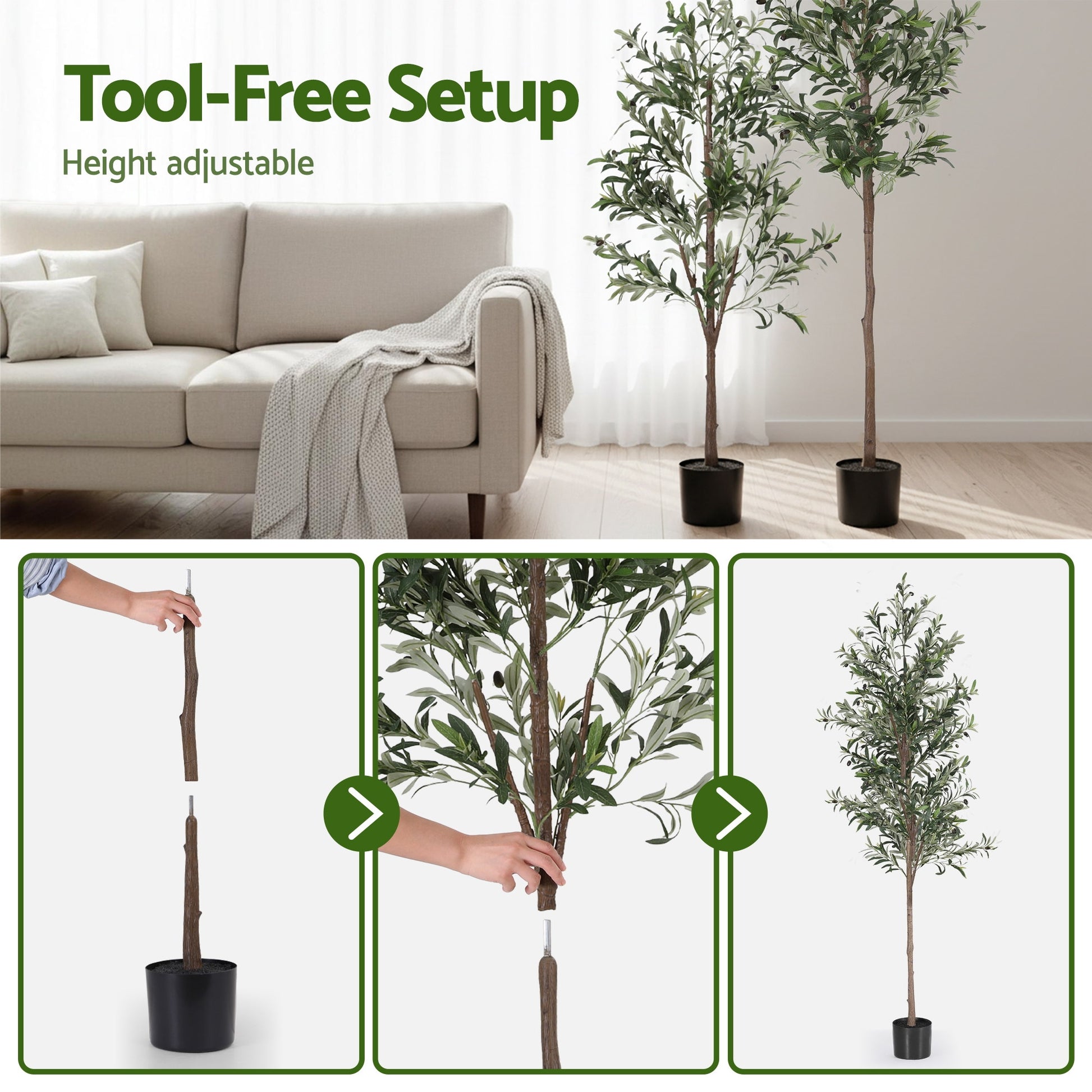 Artiss 210cm Artificial Olive Tree Faux Trees Indoor Decor Artificial Plants Lifelike Plant 2.1M - Image 6