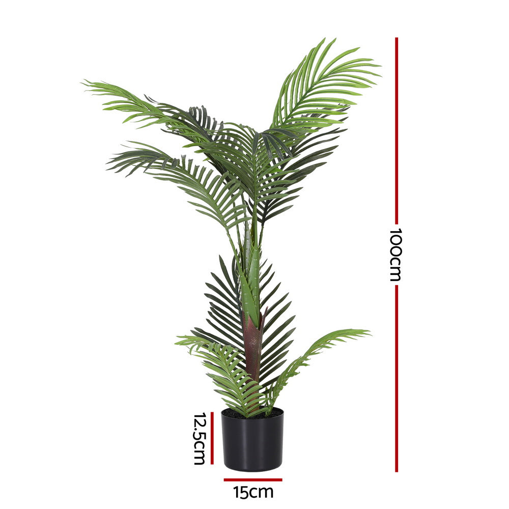 Artiss 100cm Artificial Palm Tree Faux Trees Indoor Decor Artificial Plants Lifelike Plant - Image 3