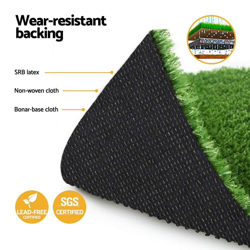 Prime Turf Artificial Grass Turf Rug Fake Grass 2 Rolls 15mm Height 50cm x 2m Indoor Outdoor Synthetic Grass Mat Carpet with Drainage Holes Plastic Plant - Image 4