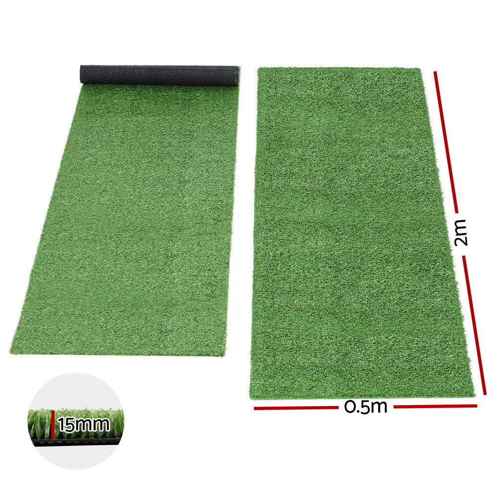 Prime Turf Artificial Grass Turf Rug Fake Grass 2 Rolls 15mm Height 50cm x 2m Indoor Outdoor Synthetic Grass Mat Carpet with Drainage Holes Plastic Plant - Image 7