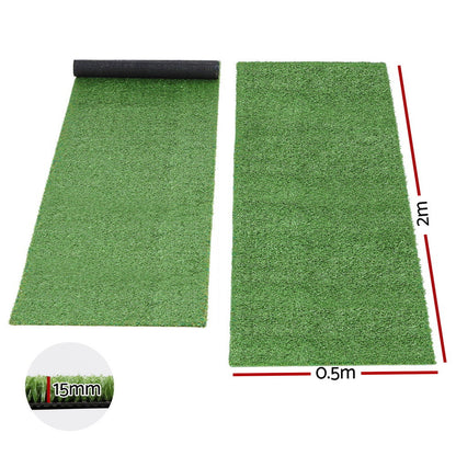 Prime Turf Artificial Grass Turf Rug Fake Grass 2 Rolls 15mm Height 50cm x 2m Indoor Outdoor Synthetic Grass Mat Carpet with Drainage Holes Plastic Plant - Image 7