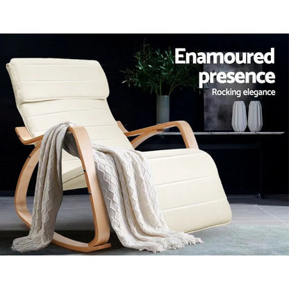 Artiss Rocking Armchair Footrest Nursing Beige Afton - Image 3