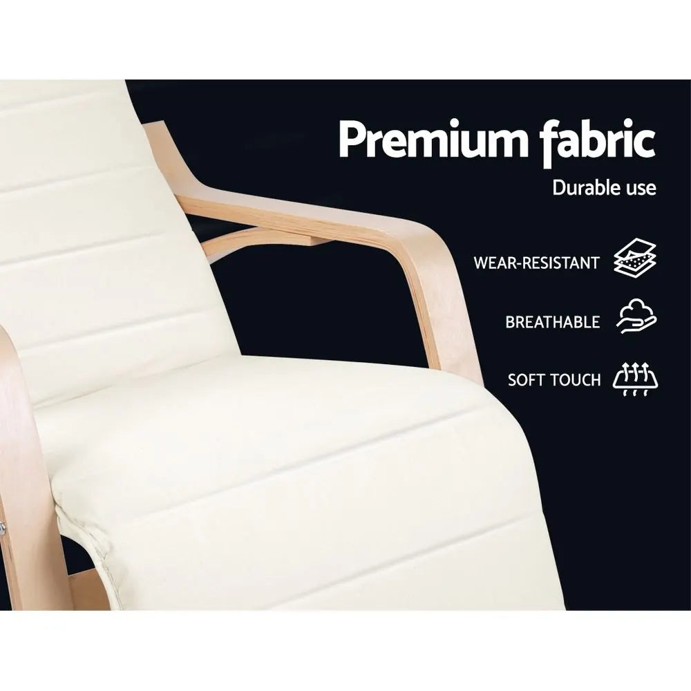Artiss Rocking Armchair Footrest Nursing Beige Afton - Image 8