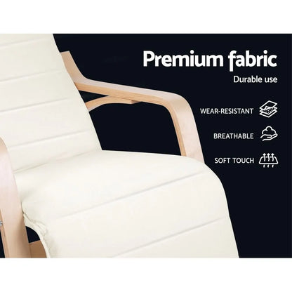 Artiss Rocking Armchair Footrest Nursing Beige Afton - Image 8