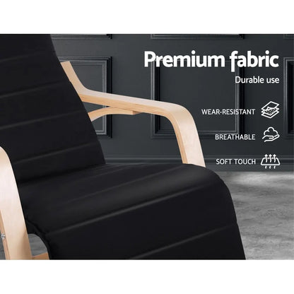 Artiss Rocking Armchair Footrest Nursing Black Afton - Image 7