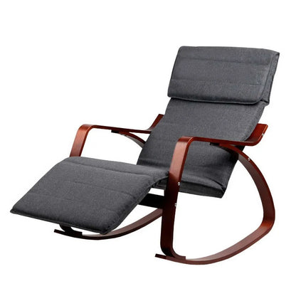 Artiss Rocking Armchair Footrest Nursing Charcoal Afton - Image 2