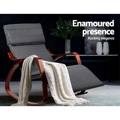 Artiss Rocking Armchair Footrest Nursing Charcoal Afton - Image 4