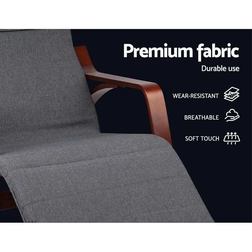 Artiss Rocking Armchair Footrest Nursing Charcoal Afton - Image 6