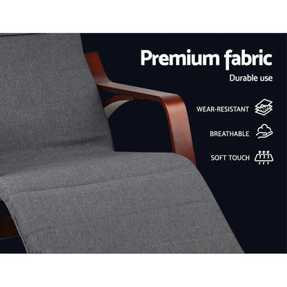 Artiss Rocking Armchair Footrest Nursing Charcoal Afton - Image 6