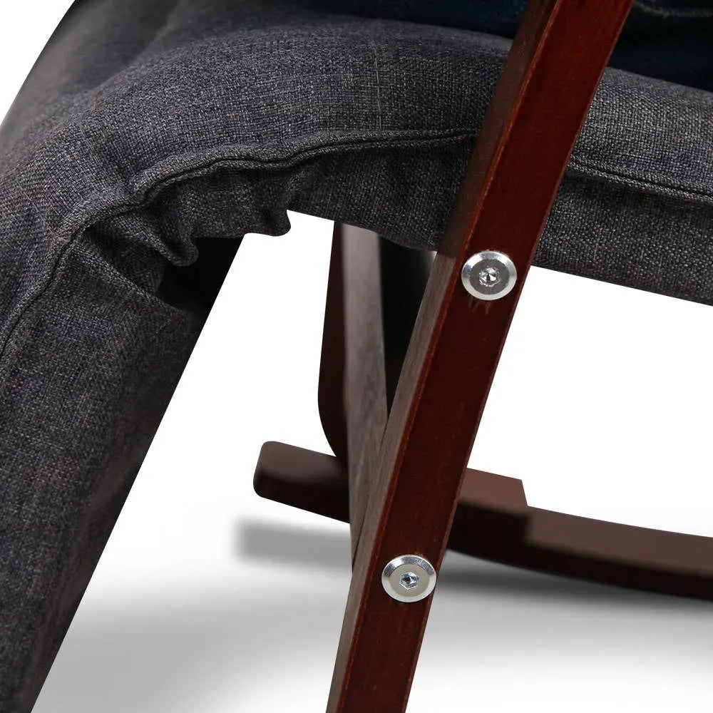 Artiss Rocking Armchair Footrest Nursing Charcoal Afton - Image 8
