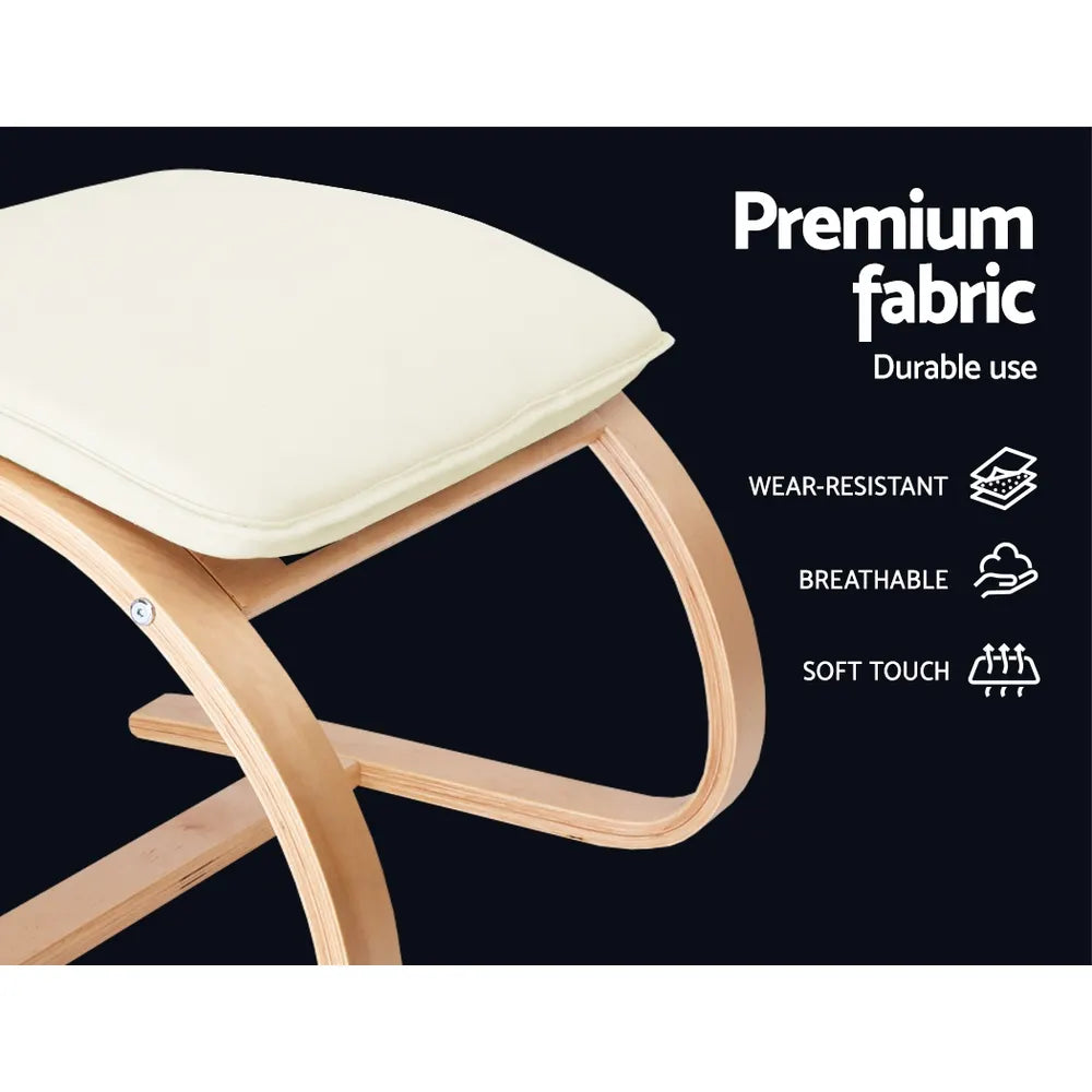 Artiss Rocking Armchair Footstool Bentwood Beige - Image 5