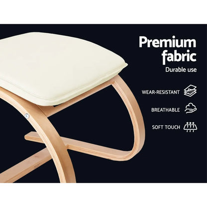 Artiss Rocking Armchair Footstool Bentwood Beige - Image 5