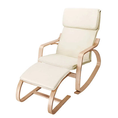 Artiss Rocking Armchair Footstool Bentwood Beige - Image 8