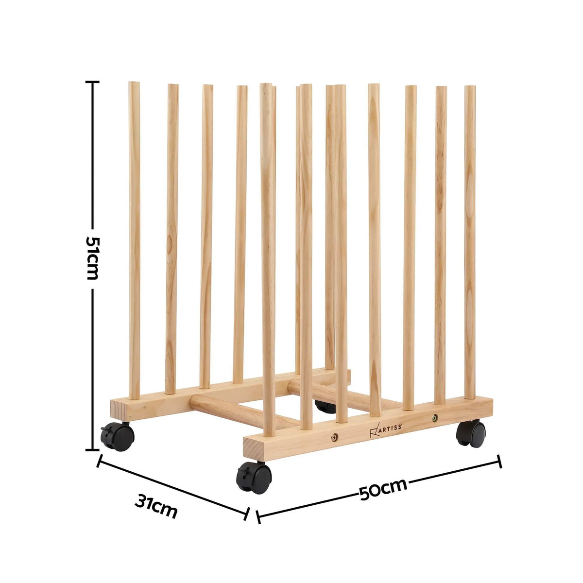Artiss Wooden Art Drying & Canvas Storage Rack with Caster Wheels for Studio,Galleries,Classroom - Image 3
