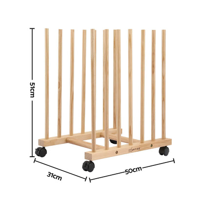 Artiss Wooden Art Drying & Canvas Storage Rack with Caster Wheels for Studio,Galleries,Classroom - Image 3