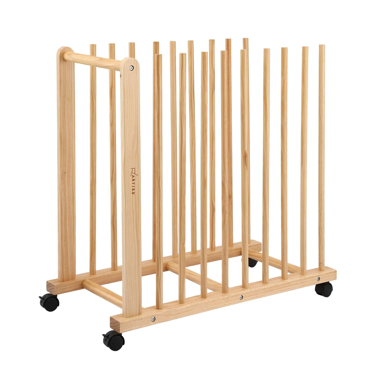 Artiss Art Drying & Storage Rack with Caster Wheels, Solid Wood Adjustable Slots Rack for Drawing Boards, Panels, Paintings, Artworks Display - Image 2