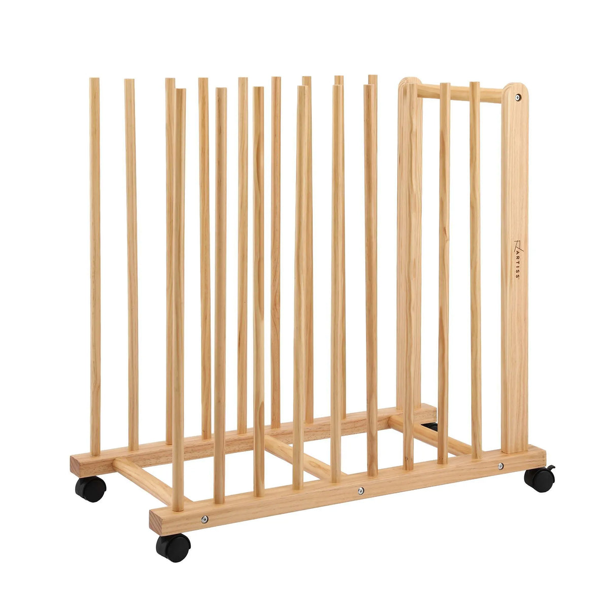 Artiss Art Drying & Storage Rack with Caster Wheels, Solid Wood Adjustable Slots Rack for Drawing Boards, Panels, Paintings, Artworks Display - Image 4