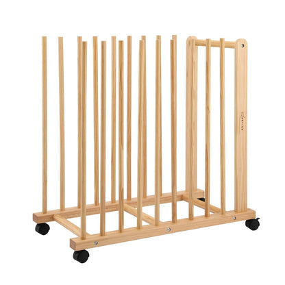 Artiss Art Drying & Storage Rack with Caster Wheels, Solid Wood Adjustable Slots Rack for Drawing Boards, Panels, Paintings, Artworks Display - Image 4