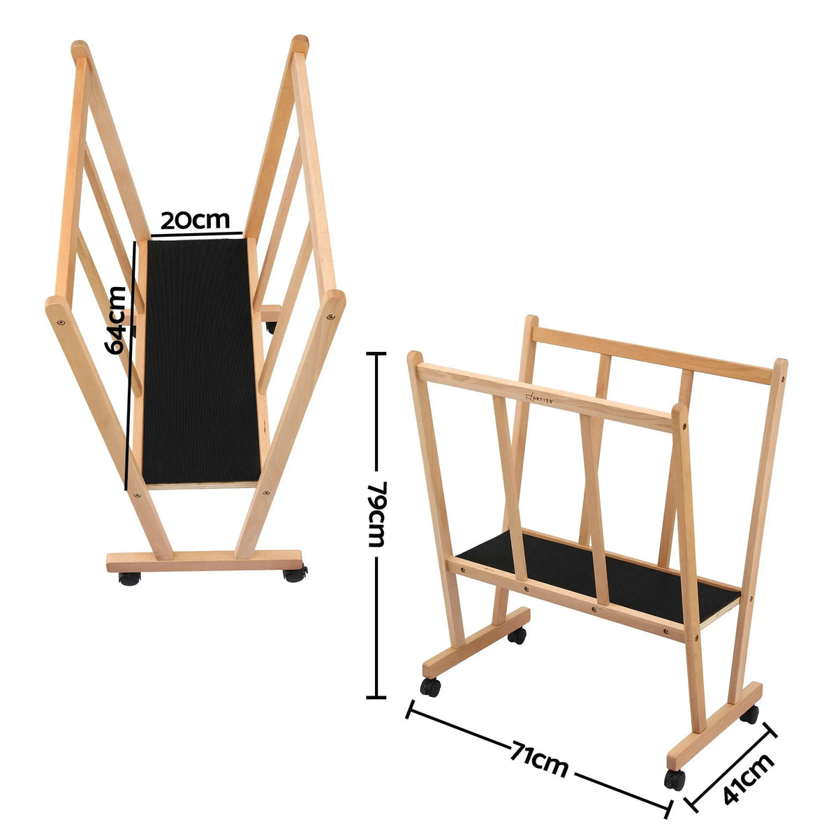 Artiss Art Display Wooden Print Rack with Castors-Canvas Drying & Storage Rack for Panels, Posters, Art Shows & Galleries  - Image 3
