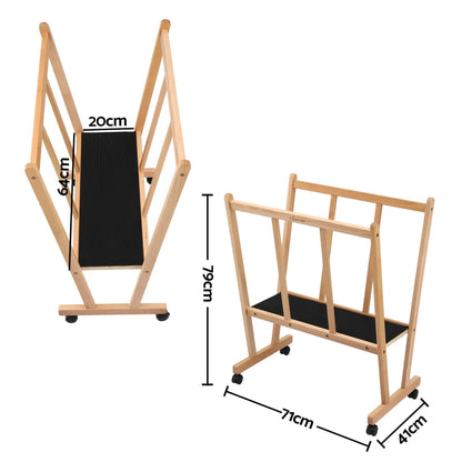Artiss Art Display Wooden Print Rack with Castors-Canvas Drying & Storage Rack for Panels, Posters, Art Shows & Galleries  - Image 3