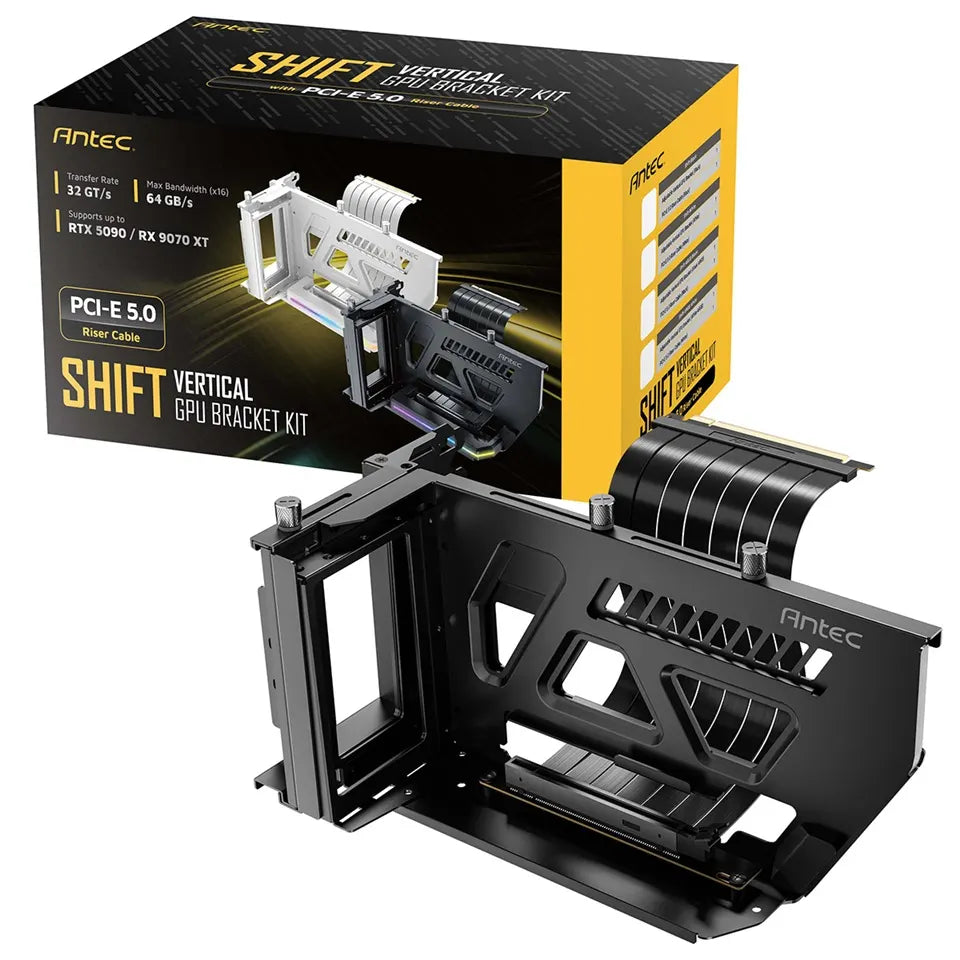 Antec AT-ARCVB-BK190-A-PCIE5 SHIFT ARGB Black PCI-E 5.0, 190mm riser, ARGB, PCIe 5.0 x16, fits up...