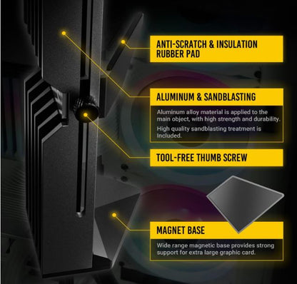 (LS)Antec RGB GPU Support Bracket, Graphics Card Holder, Addressable RGB 5V 3PIN RGB Connector. B... - Image 2