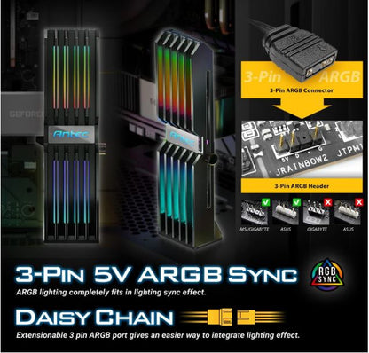 (LS)Antec RGB GPU Support Bracket, Graphics Card Holder, Addressable RGB 5V 3PIN RGB Connector. B... - Image 3