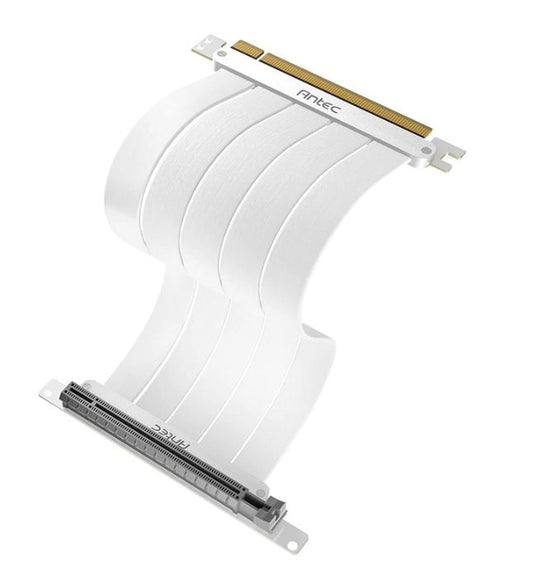 (LS)Antec PCIE-4.0 Riser Cable (200mm) White, Up to RTX4090 / 7900XT. High End Gold Plated and Sh...