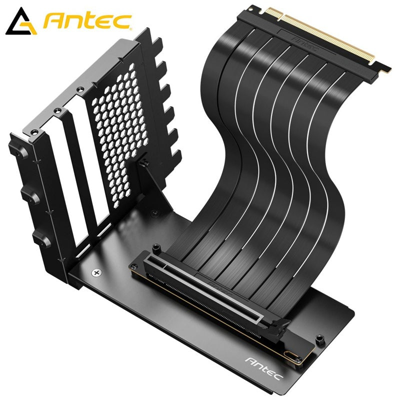 Antec AT-RCVB-BK200-PCIE5 RTX50 PCI-E 5.0 Riser Cable Vertical Bracket Kit - Black, 200mm, 64GB/s...