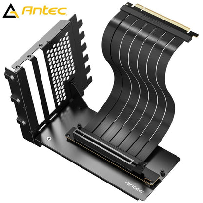 Antec AT-RCVB-BK200-PCIE5 RTX50 PCI-E 5.0 Riser Cable Vertical Bracket Kit - Black, 200mm, 64GB/s...