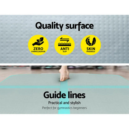 Everfit 3m x 1m Air Track Mat Gymnastic Tumbling Mint Green and Grey - Image 5