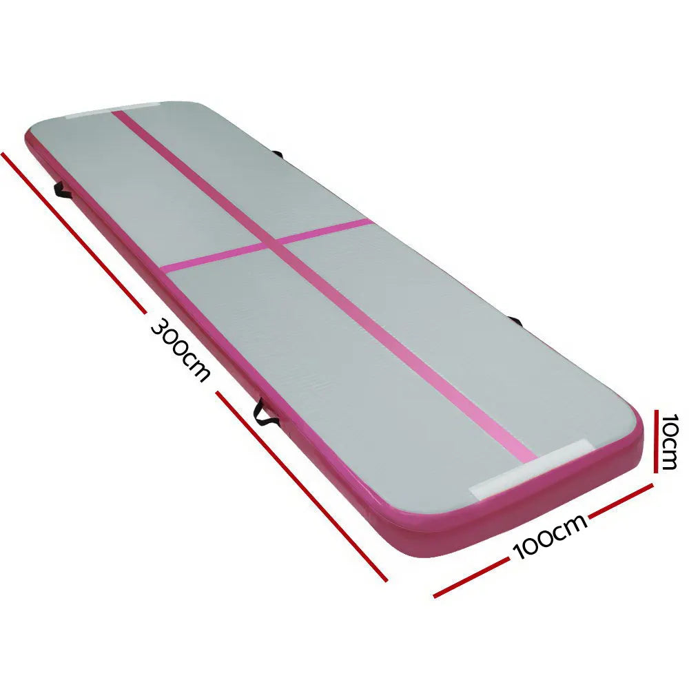 Everfit 3m x 1m Air Track Mat Gymnastic Tumbling Pink and Grey - Image 2