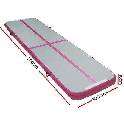 Everfit 3m x 1m Air Track Mat Gymnastic Tumbling Pink and Grey - Image 2