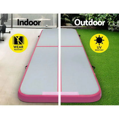 Everfit 3m x 1m Air Track Mat Gymnastic Tumbling Pink and Grey - Image 4