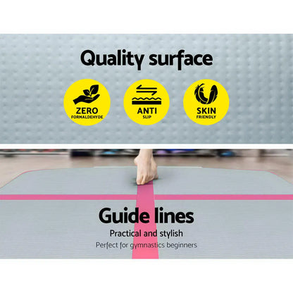 Everfit 3m x 1m Air Track Mat Gymnastic Tumbling Pink and Grey - Image 5