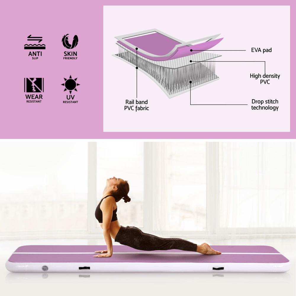 Everfit 3M Air Track Gymnastics Tumbling Exercise Yoga Mat W/ Pump Inflatable Purple - Image 4
