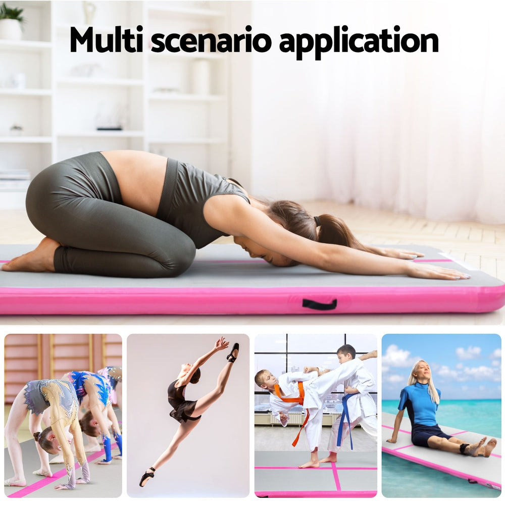 Everfit 4M Air Track Gymnastics Tumbling Exercise Cheerleading Mat Inflatable Pink - Image 6