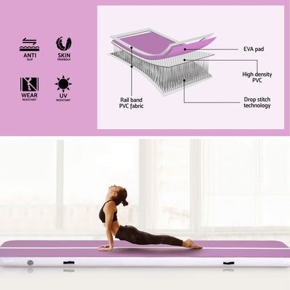 Everfit 4M Air Track Gymnastics Tumbling Exercise Yoga Mat W/ Pump Inflatable Purple - Image 4