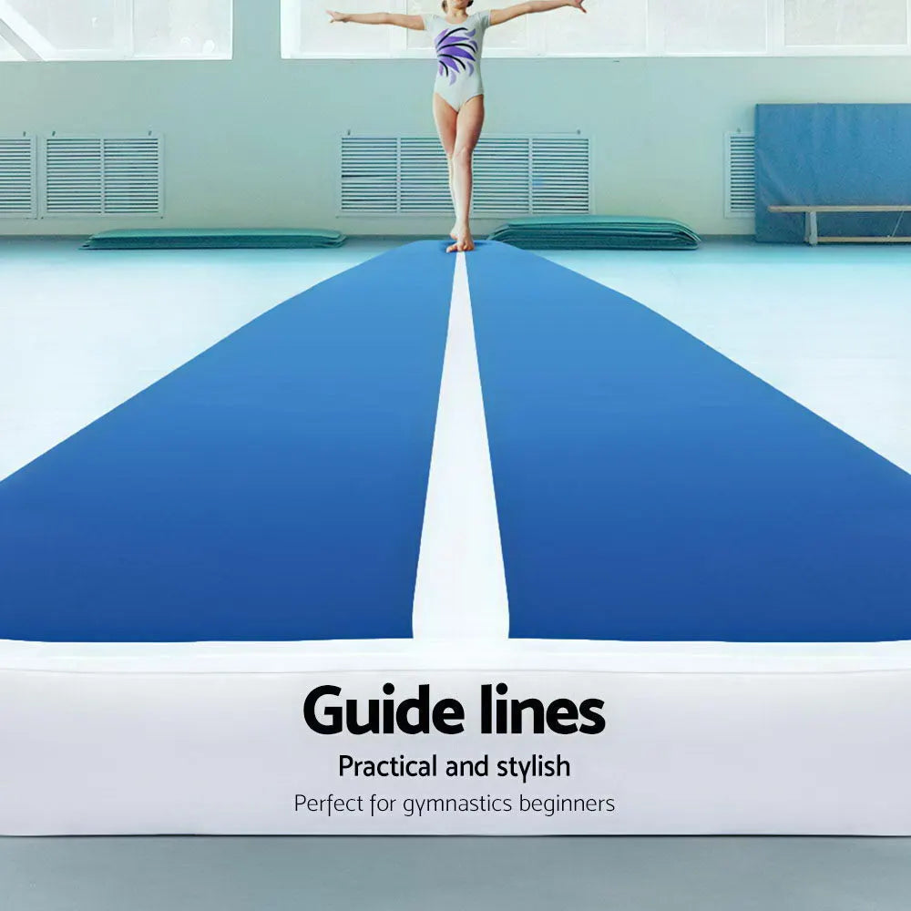 5m x 1m Inflatable Air Track Mat 20cm Thick Gymnastic Tumbling Blue And White - Image 4