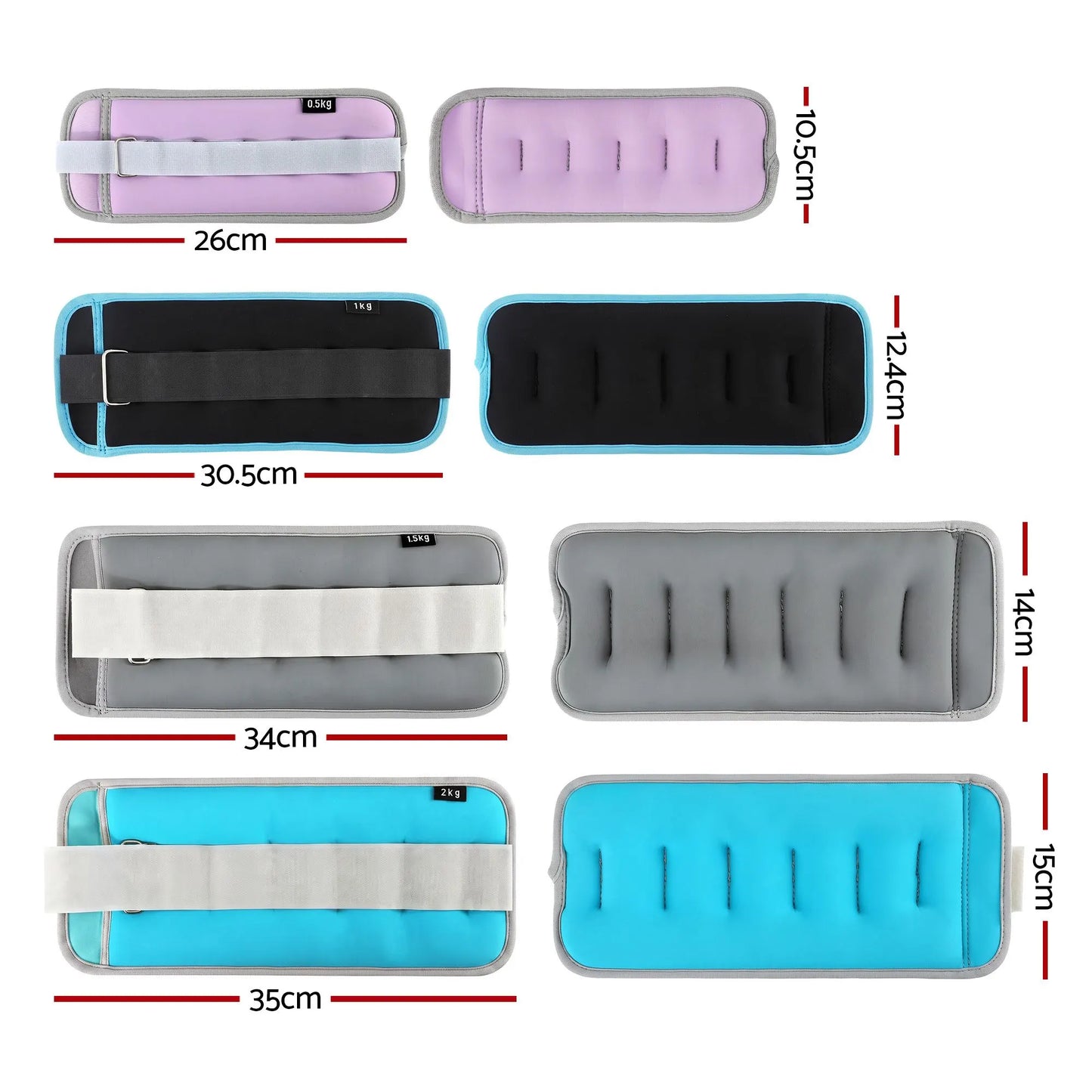 Everfit Ankle Wrist Weights for Women & Men, 4 Colors Set with 1 2 3 4kg Wearable Leg Arm Weights with Secure Fit for Walking, Running, Pilates, Home Fitness - Image 2