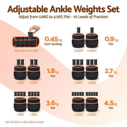 Everfit Adjustable Ankle Weights, 1 Pair (0.9-4.55Kg) Removable Sandbags for Women & Men, Wrist Weights & Leg Weights for Home Gym, Pilates, Walking, Strength Training - Image 4