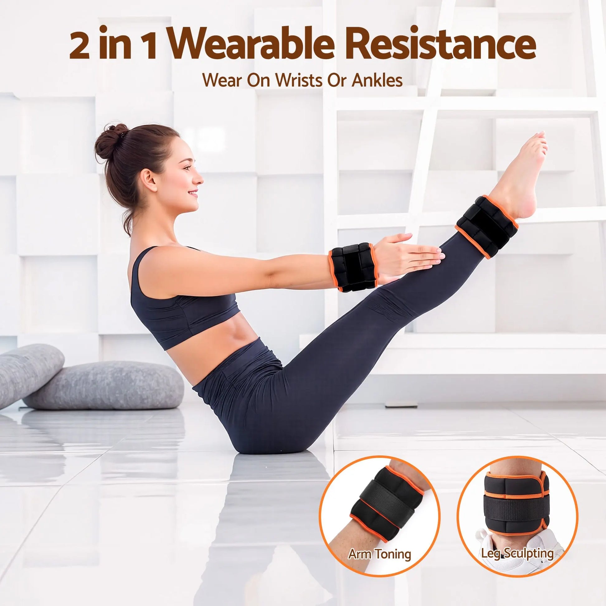 Everfit Adjustable Ankle Weights, 1 Pair (0.9-4.55Kg) Removable Sandbags for Women & Men, Wrist Weights & Leg Weights for Home Gym, Pilates, Walking, Strength Training - Image 6