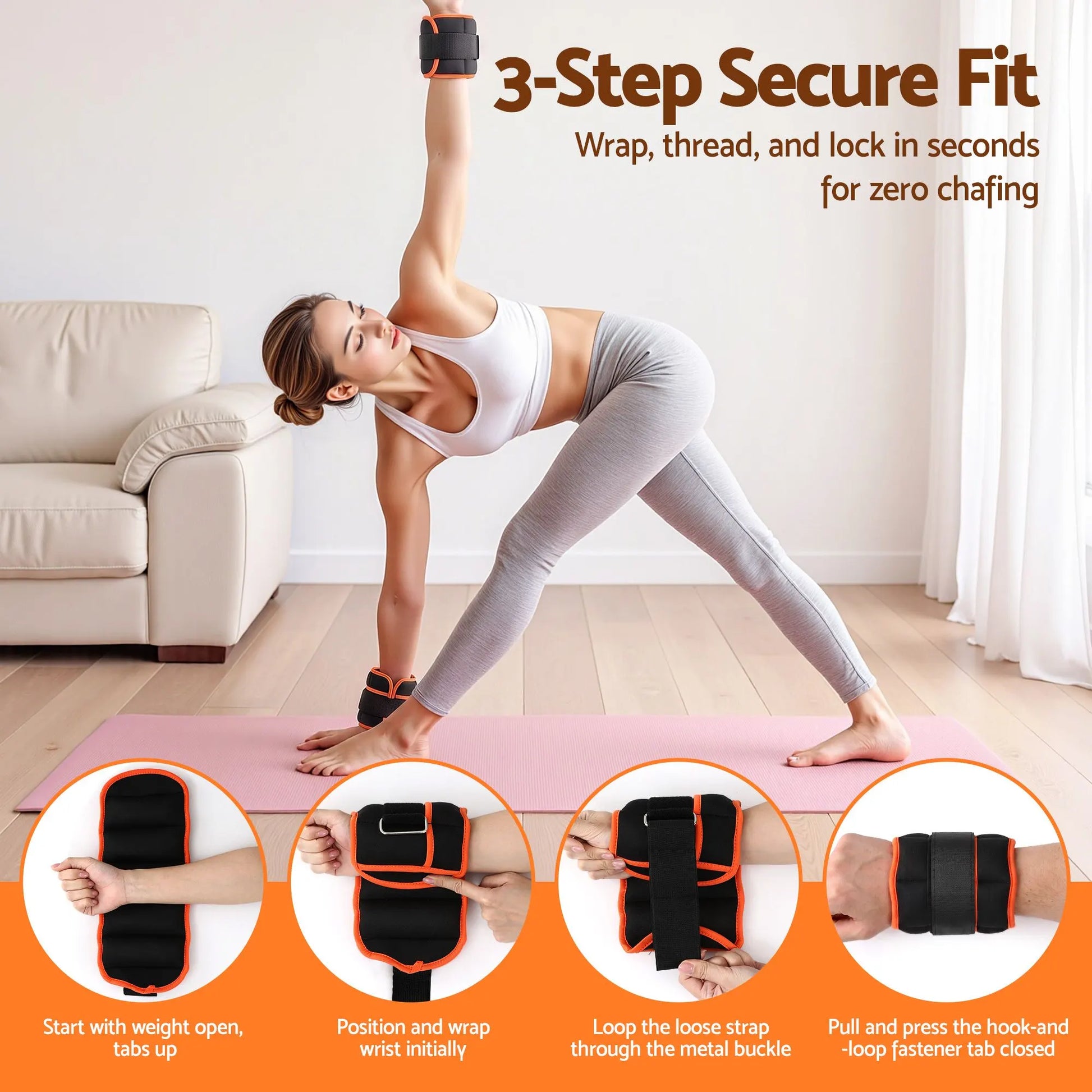 Everfit Adjustable Ankle Weights, 1 Pair (0.9-4.55Kg) Removable Sandbags for Women & Men, Wrist Weights & Leg Weights for Home Gym, Pilates, Walking, Strength Training - Image 9