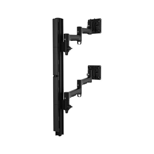 Atdec Dual Stacked Ultrawide Monitor Mount with Swing Arms - Heavy-Duty F-Clamp - Black - Monitor...