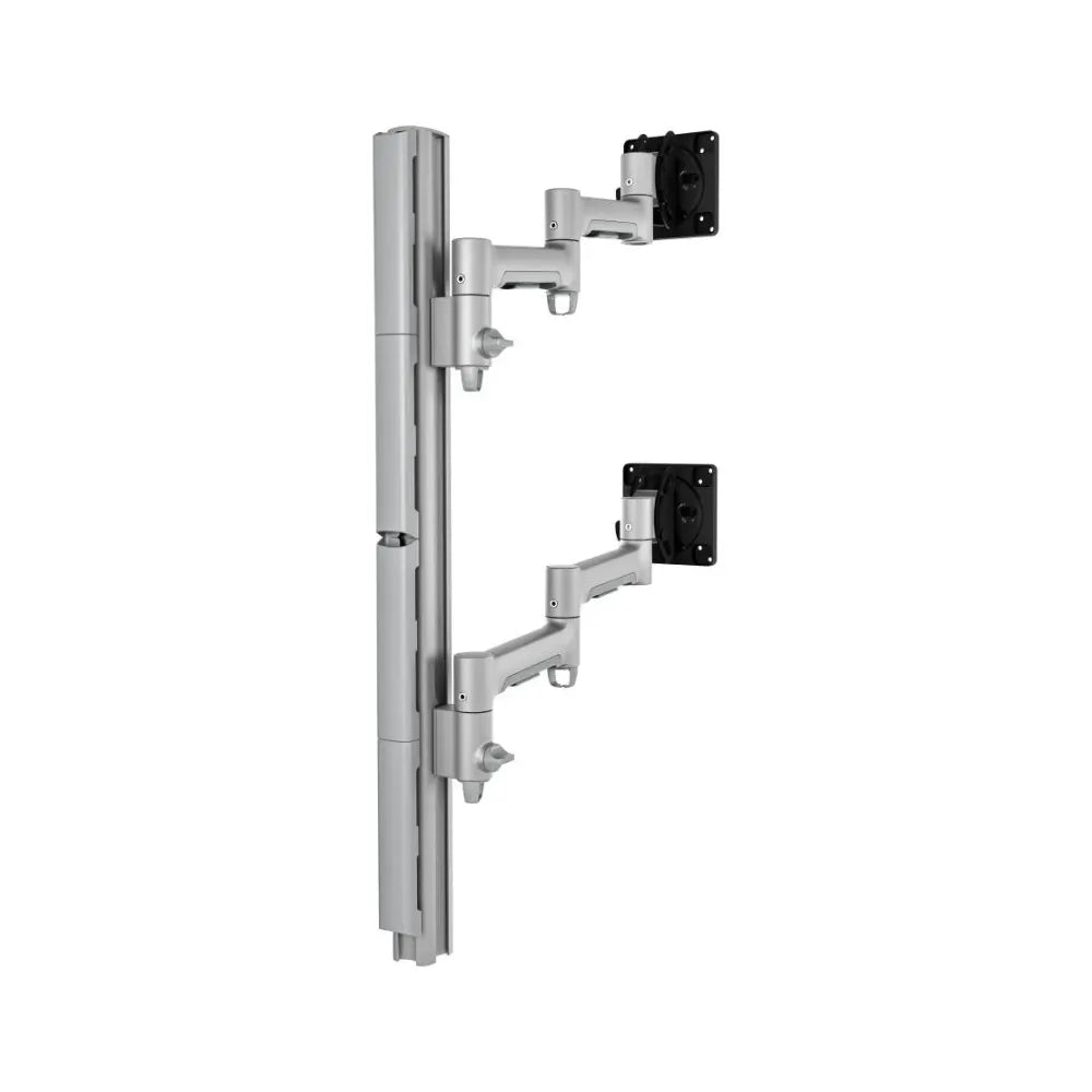 Atdec Dual Stacked Ultrawide Monitor Mount with Swing Arms - Heavy-Duty F-Clamp - Silver - Monito...