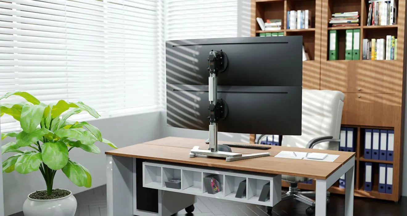 Atdec Super Heavy-Duty Dual Stacked Mount on Freestanding Base - Black - Monitors - Mounts - Image 3