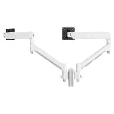 Atdec Dual Dynamic Monitor Arm Mount on Short Post - Grommet Clamp - White - Monitors - Mounts