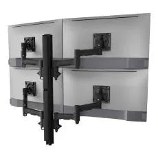 Atdec Quad Monitor Mount on Tall Post - Grommet Clamp - Black - Monitors - Mounts
