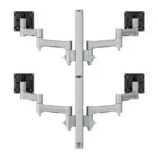 Atdec Quad Monitor Mount on Tall Post - Grommet Clamp - Silver - Monitors - Mounts