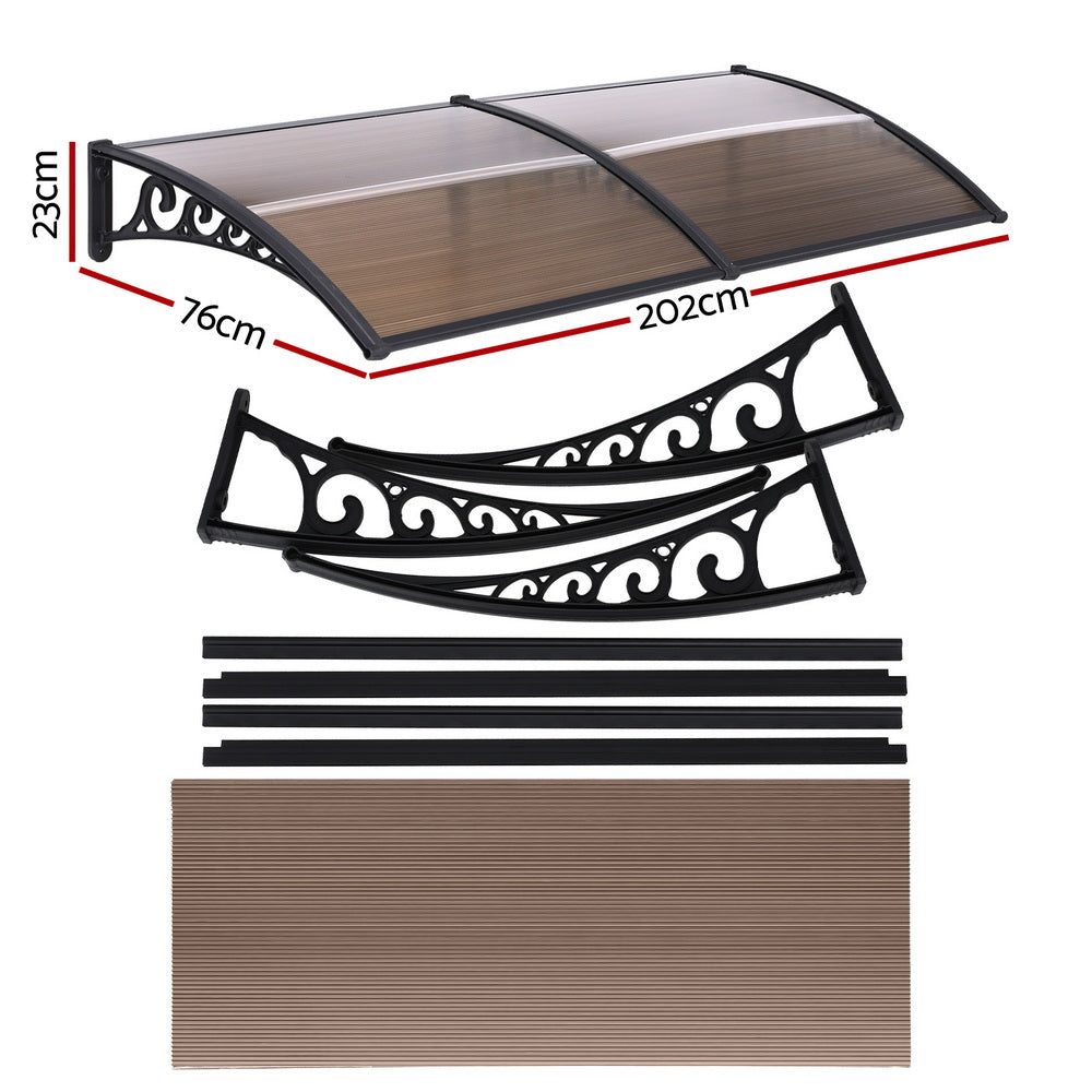 Instahut Window Door Awning 0.8mx2m Brown - Image 2